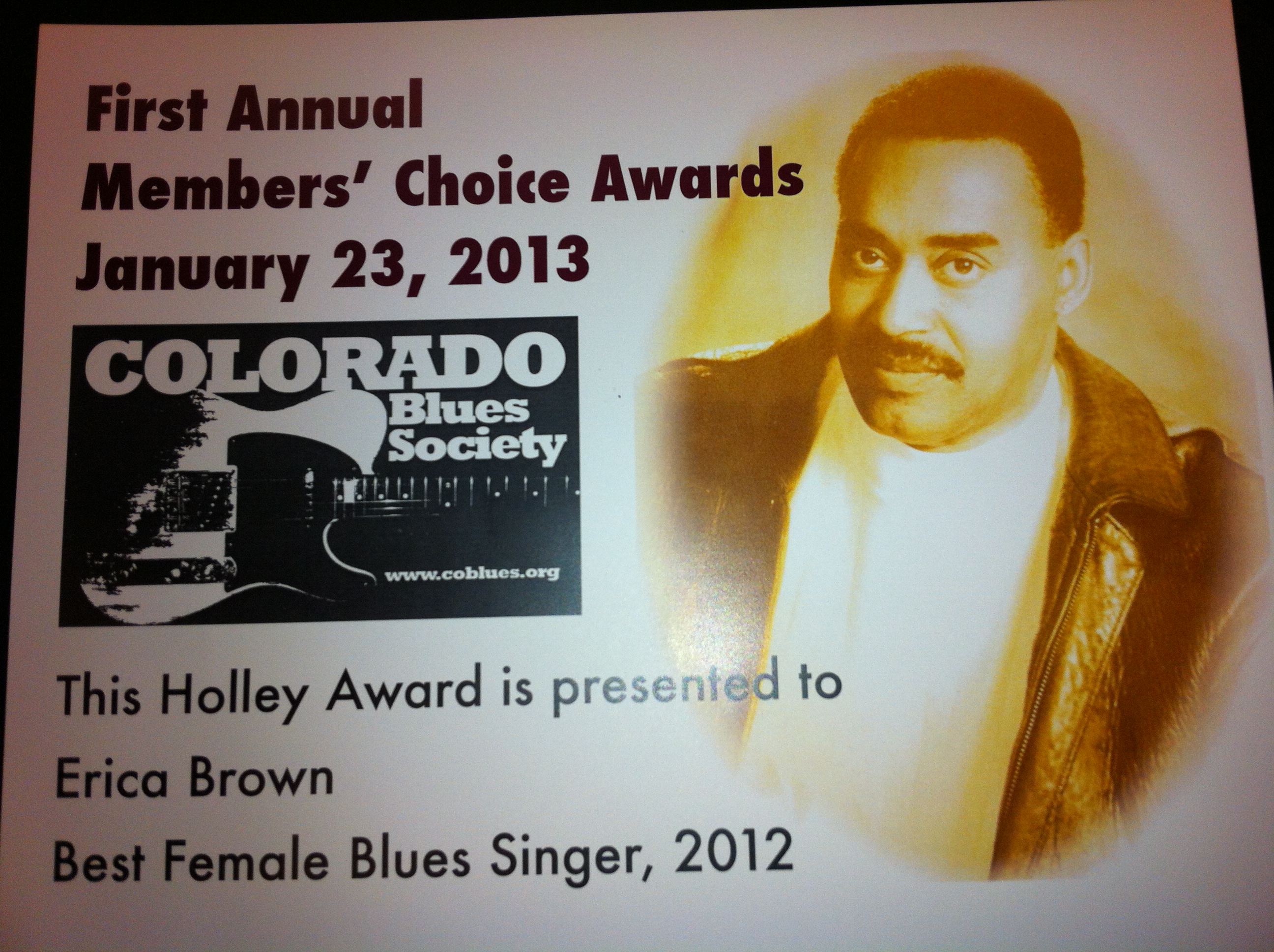 Holley Award Best Blues Singer CO Blues Society